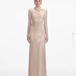 BRAND NEW Self Portrait GOLD RHINESTONE MESH CUT OUT MAXI DRESS